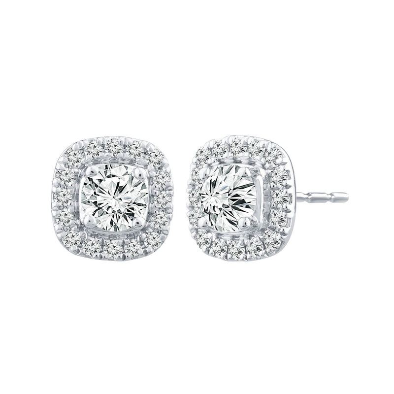 9ct White Gold 0.50ct Diamond Halo Stud Earrings