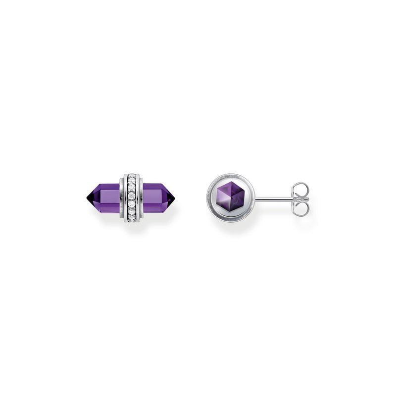 THOMAS SABO Crystal Stud Earrings with Imitation Amethyst Silver