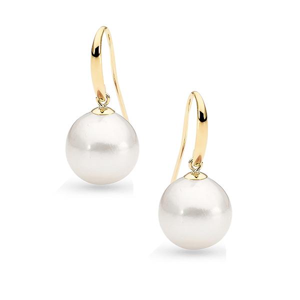 9ct Yellow Gold Freshwater Pearl Shepherd Hook Earrings