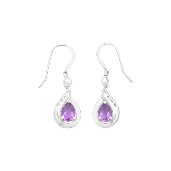 Sterling Silver Amethyst Drop Earrings