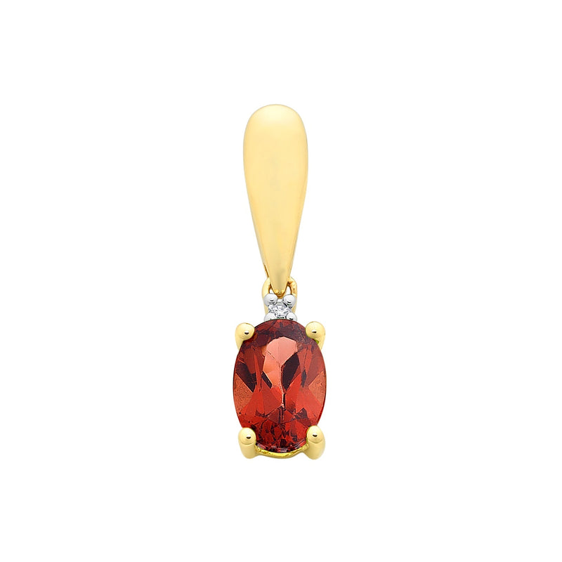 9ct Gold Garnet & Diamond Pendant