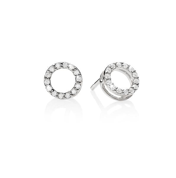 Silver Cubic Zirconia Set Open Circle Studs