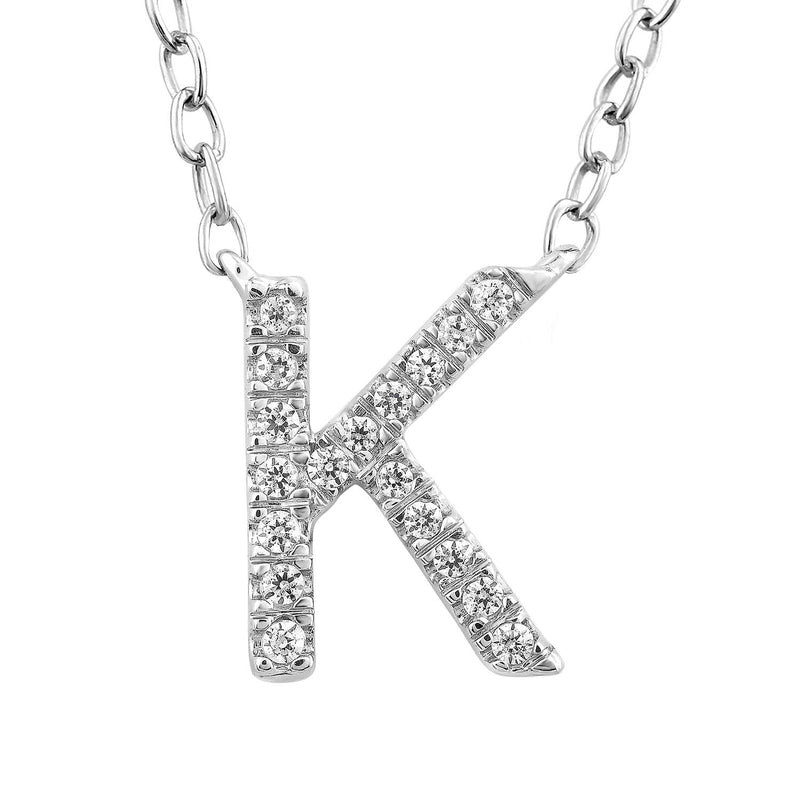 9ct White Gold Diamond Initial 'K' Necklace