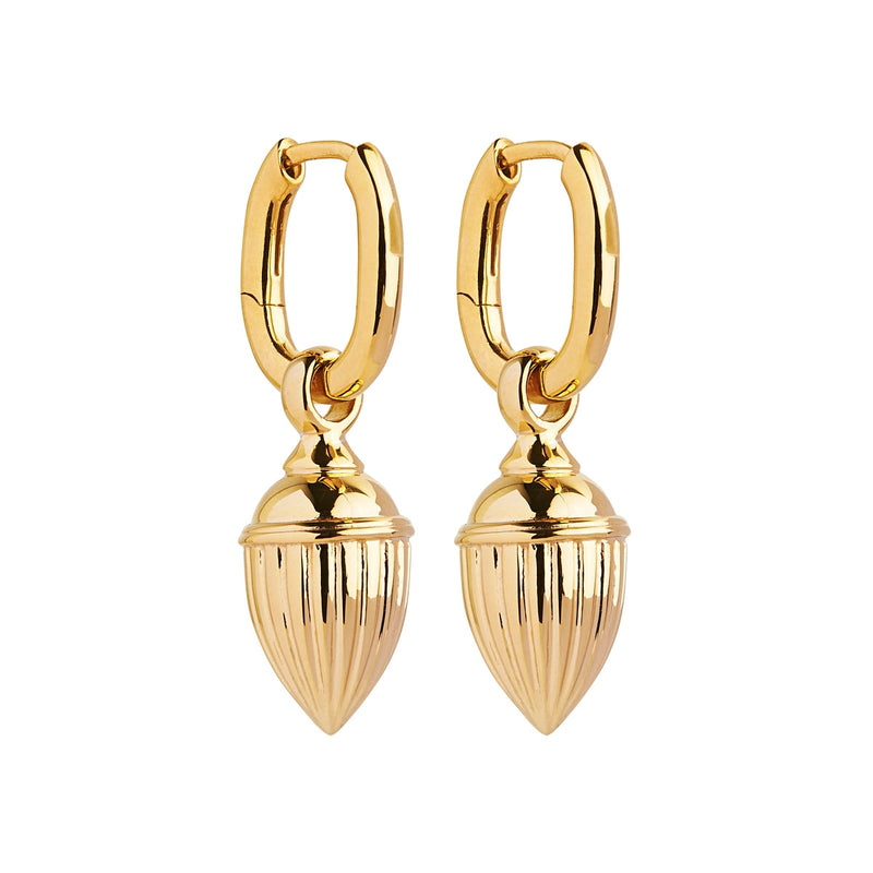 NAJO Raya Gold Ridged Pod Huggie Earring